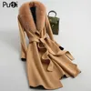 Jackets Pudi Women 100% Wool Blends Coat Jacket with Real Fox Fur Collar Overcoats Jackets A38901