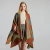 Sjaals Winter Warme Fleece Sjaal Luxe Elegante Etnische Stijl Dubbelzijdig Kasjmier Cape Dikker Pluche Wraps Sjaal