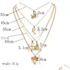 Inne złoto Mtilayer Naszyjnik klonowy liść faraoh piramidy sercowe naszyjniki owinięcia wisiorek