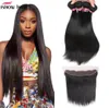 Ishow Body Wave Extensions 13x4 Lace Frontal Peruvian Loose Deep Kinky Curly Human Hair Bundles with Closure Straight Water for Wo9938700
