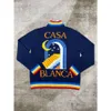 Casablanca 24ss Cárdigan con cremallera de alta calidad, suéteres bordados de manga larga para hombres y mujeres