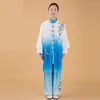 Ropa étnica Mujeres Seda Satén Chino Tai Chi Traje Femenino Wushu Artes Marciales Uniforme Wing Chun Chaqueta Pantalón Oriental Ejercicio