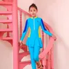 set Conservative Muslim Swimsuit for Girls Front Zipper Modest Swimwear Swimming Suit Children Long Sleeve Borkini Mujer Islamico