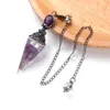 Pingente colares de pedra natural colar cone forma pêndulo corrente de aço inoxidável para mulheres na moda jóias presentes de festa