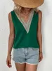 Vrouwen Blouses Mode V-hals Kant Patchwork Vrouwen Tops En Zomer Wit Casual Mouwloze Tank Top Femme Blouse Shirt 2024