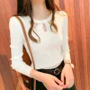 24S New Autumn and Winter Women's Slim Stretch Sexy Pullover Hollow Solid Color Sweater Slim Bottoming Shirt Sweater Ladies