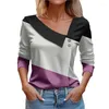 Blouses pour femmes mode élégante impression col diagonale chemise automne haute rue décontracté à manches longues chemises amples pour les femmes 2024