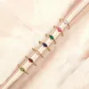 Cluster Rings INS Exquisite Simplicity Colorful Zircon Ring For Girl Women Gold Plated CZ Stone Party Jewelry Adjustable Open Finger