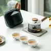 Teegeschirr-Sets, tragbares Reise-Teeset, handbemalte Panda-Keramik-Express-Tasse, eine Kanne, 3 Tassen, Herstellung im Freien