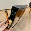 黒い特許革の正方形の尖ったつま先のスリングバックポンプ靴スティレットヒールサンダル10.5cm女性の豪華なデザイナードレスバックルイブニングシューズサイズ35-42