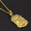 Nuevo 14K chapado en oro hombres mujeres hip hop diamantes de agua Jesús colgante con retrato JUSES PENDANT243k