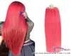 Thick End Pink Loop Micro Ring Hair 100 Human Hair Extensions Brazilian Remy Capsule Keratin Micro Link Bead Hair 100 Strands 03036175