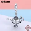 WOSTU 925 Sterling Silver Lamp of Aladdin Dangle Charm Fit Original DIY Beads Bracelet Lucky Jewelry Gift FIC703225Q