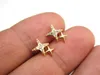 Studörhängen 6st Star Gold Earring Post Accessories CZ Pave Studs Real Plated Jewelry Supplies - GS002