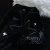 Motif d'étoiles brodées et manteau en coton pour hommes et femmes aux États-Unis, rue décontractée d'hiver portant des vestes de couple épaisses et surdimensionnées 240102