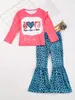 Conjunto de verão para crianças e meninas 2023 novo lazer estampa animal leopardo padrão flare calças conjunto de duas peças 231129