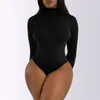 Kvinnors shapers kvinnor svart långärmad bodysuit höst vinter turtleneck bodysuits kvinnlig sexig kroppskon hög midja romper kropp form