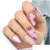 Faux Ongles Manucure Portable Amande Faux Détachable Tête Sharp Fl Er Nail Longue Longueur Conseils Femmes Drop Livraison Santé Beauté Art Salo Otvnz