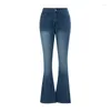 Damesjeans Xingqing Y2k Women Fairy Grunge Esthetisch Effen kleur Lage taille Denim Bell Bottom-broek met zakken Jaren 2000 Streettrip