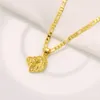 Heart Rose Pendant 14K Solid Yellow Gold GF Italian Figaro Link Chain Necklace 24 3 MM Womens309l
