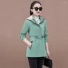 Women's Trench Coats Autumn And Winter Fashion Lambswool Windbreaker Feminine Temperament In The Long Korean Version Of Hooded Slim Jacket