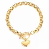 Kpop Heart Charm Bracelet Wholesale Braclet Golden Silver Color 14k Yellow Gold Chain Bracelets for Women Jewelry female 2024