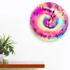 Relógios de parede espiral tie-dye pigmento relógio design moderno sala de estar decoração cozinha arte relógio decoração de casa