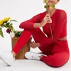 Aktiva skjortor Wyplosz Yoga Top Workout Sexig andningsbar kör långärmad skjorta för kvinnor Crop Gym Fitness Fold Christmas Red Year Gift