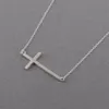 1 collier pendentif géométrique horizontal croix latérale religion simple minuscule petite foi chrétienne chanceuse femme mère homme fa254c