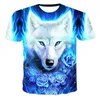 Jeans 17 zomer ronde hals heren dier sterrenhemel wolf 3d digitale print tees casual coyote patroon korte mouw sport-t-shirts sneldrogend