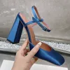 Amina muaddi sandals Designers shoes for womens Fashion rhinestone Front Rear Strap Patent Leather Chunky Heel shoes 9.5CM high Heeled 35-42 designer sandal with box