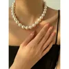 Choker 10mm Warm White Retro High-Grade Perfect Circle Strong Light Pearl Necklace For Women Clavicle Chain Neck