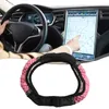 Steering Wheel Covers Cover Elegant Bling Leather Rhinestone Car With Shoulder Pads Pink Premium Quality