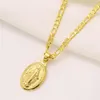 Womens Goddess Portrait Pendant Italian Figaro Link Chain Necklace 24 18k Solid Gold GF 3mm240y