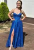 A Line Long Evening Dresses Shinning Glitter Sequins Evening Gowns Long Party Prom Dress Slit Maxi Dress Lace up