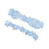 Pinces à cheveux 1 pièce, porte-jarretelles de mariée occidentale en dentelle, fleur, décor de pied de mariée, ornements floraux (bleu)