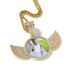 Gold Custom Made Po With wings Medallions Necklace & Pendant Cubic Zircon Men's Hip hop Jewelry329B