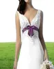 Plus Size White and Purple Wedding Dresses Empire Waist VNeck Beads Appliques Satin Sweep Train Bridal Gowns Custom Made 2019 2072932