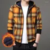 Herenjassen Topkwaliteit Merk Mode Wollen Baseball Kraag Dik Fluwelen Casual Jas Heren Geruit Vest met capuchon Jassen Kleding