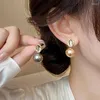 Boucles d'oreilles à clous pour femmes, bijoux de luxe légers et élégants, Imitation poire grise, à la mode, cadeaux ronds, nouvelle collection 2024