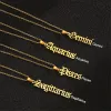 Scorpio 12 Zodiac Letter Constellation Pendant Necklace Golden Color 14k Yellow Gold Necklace For Women Men Jewelry