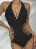 Bär 2021 Black One Piece Swimsuit Women SwimeWear Sexy V Neck High Cut Swiming Suit Female Monokini Bodysuit Beach Bathing Suit Swim