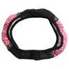 Steering Wheel Covers Cover Elegant Bling Leather Rhinestone Car With Shoulder Pads Pink Premium Quality