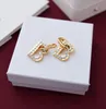 Boucles d'oreilles de luxe plaquées or 18 carats pour femmes, mode simple, pendentif en strass, bijoux de charme, couleur or chanceux, boucle d'oreille en argent 925 avec boîte