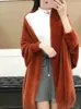 Women's Knits Women Cape Shawl Knitted Coat Bat Sleeve Imitation Mink Fleece Sweater Cardigan Poncho Mujer Autumn Winter Loose Cloak Top N30