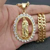 N7M7 Hip Hop lodowe Bling Big Virgin Mary Naszyjnik