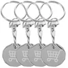 Porte-clés 4 pièces petits jetons de chariot porte-clés dissolvant pendentif Fob métal Shopping chariot en acier inoxydable porte-clés médaillon