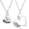 Colliers pendentif coeur de mode collier mère et fille épissage Double coeurs pendentifs chaîne colliers bijoux livraison directe Dhp1P