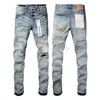 Designer män lila jeans staplade byxor ksubi riva high street märke lapp hål denim rak style gata slit