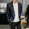 Våren 2023 Men's Plain Jacket Fashion Business Casual Men's Slim Fit Suft Jacket Stor Casual Banket Party Club Dress 240102